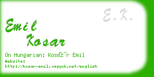 emil kosar business card